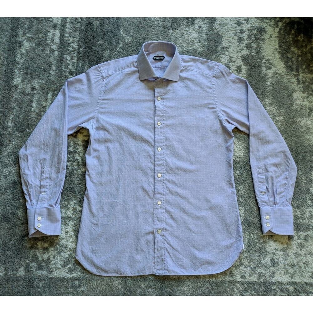 Tom Ford Men's Long Sleeve Dress Shirt, Blue & White - Large 41/16 Made In Italy